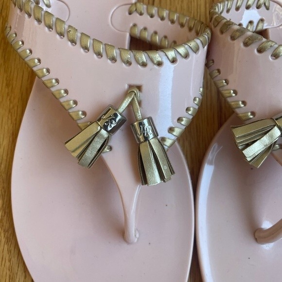 Jack Rogers Alana Rose Pink Jelly Flip Flop Sandals W/Gold Tassels Womens Size 8 - Picture 3 of 5
